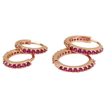 Cubic Zirconia Rose Gold Huggie Hoops - Ruby  ** PRE ORDER ** - Blush & Co.