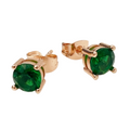 Cubic Zirconia Rose Gold Stud Earrings - Emerald - Blush & Co.