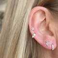 Crystal Bloom Barbell Earring - Silver - Blush & Co.