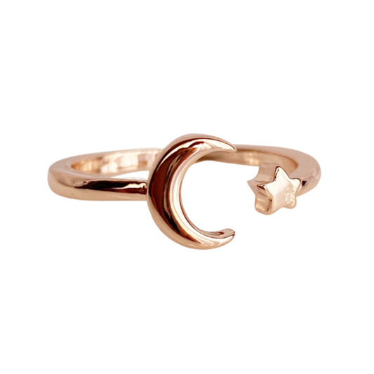 Star & Moon Rose Gold Toe Ring - Blush & Co.