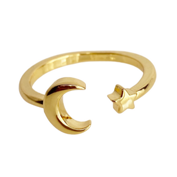 Star & Moon Gold Toe Ring - Blush & Co.
