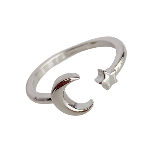 Star & Moon Silver Toe Ring - Blush & Co.