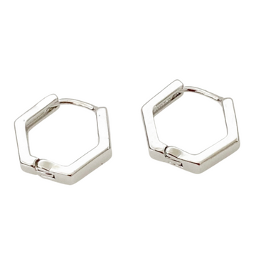 Geometric Huggie Earrings - Silver - Blush & Co.