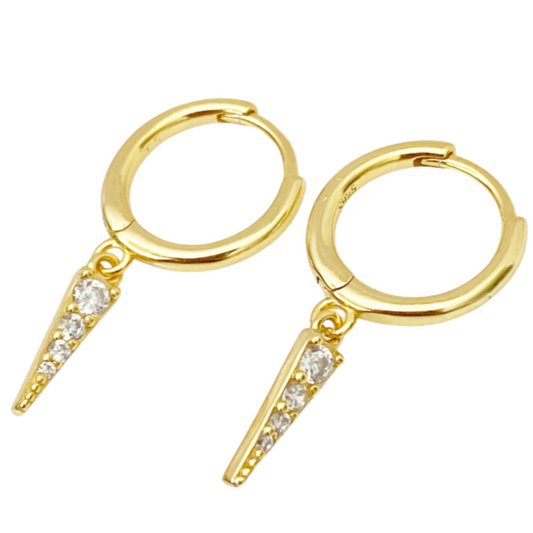 Spear Drop Charm Hoops - Gold - Blush & Co.