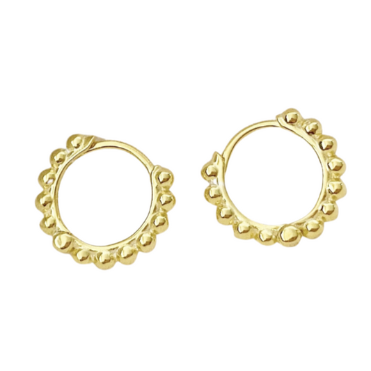 Beaded Gold Huggie Hoops - Blush & Co.