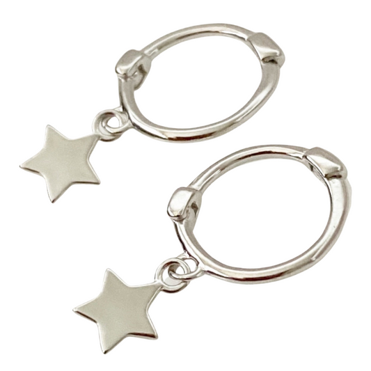 Mini Star Huggie Earrings - Silver - Blush & Co.