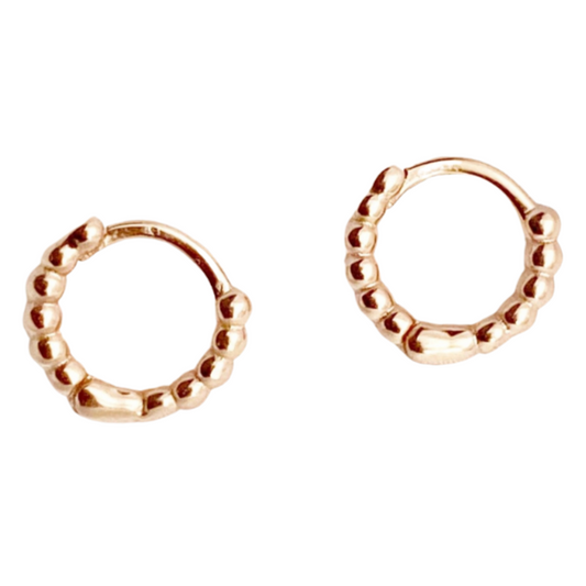 Beaded Huggie Hoops - Rose Gold - Blush & Co.