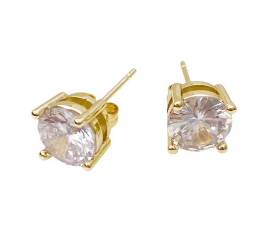 Cubic Zirconia Stud Earrings - Gold - Blush & Co.