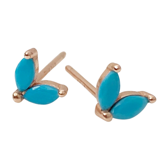 Aker Turquoise Rose Gold Stud Earrings - Blush & Co.