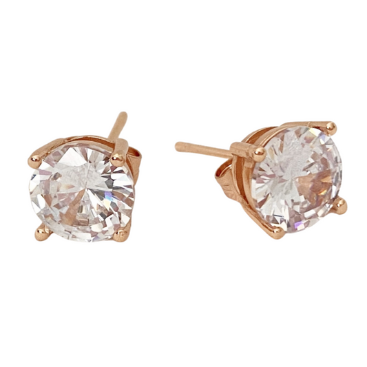 Cubic Zirconia Stud Earrings - Rose Gold - Blush & Co.