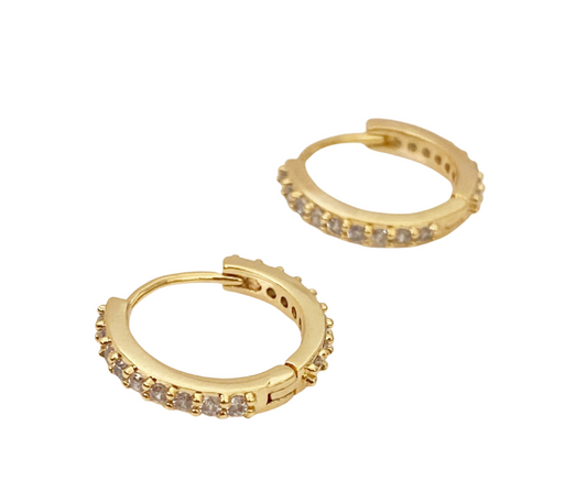 Cubic Zirconia Huggie Hoops - Gold - Blush & Co.