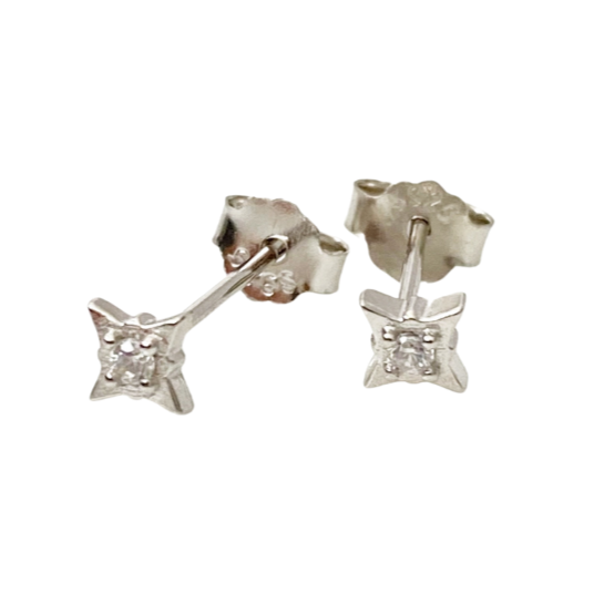 Mini Zirconia Star Stud Earrings - Silver - Blush & Co.