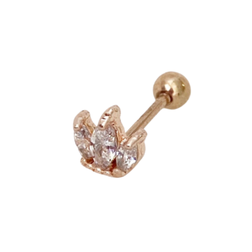 Crown Crystal Barbell Earring - Rose Gold - Blush & Co.