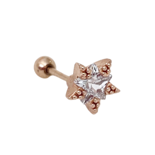 Tiny Star Crystal Barbell Earring - Rose Gold - Blush & Co.