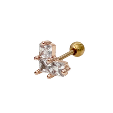 Tiny Crystal Heart Barbell - Rose Gold - Blush & Co.