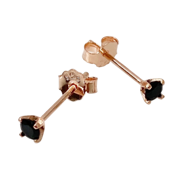 Mia Black Zirconia Stud Earrings - Rose Gold - Blush & Co.