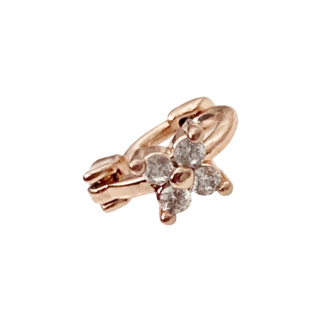 Tiny Flower Crystal Huggie Earring - Rose Gold - Blush & Co.