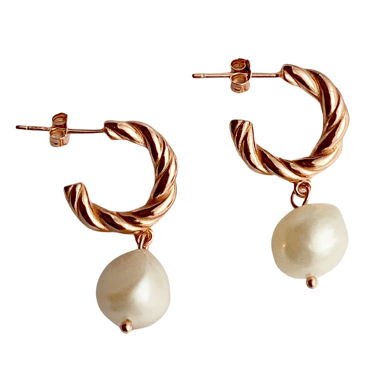 Victoria Pearl Drop Hoops - Blush & Co.