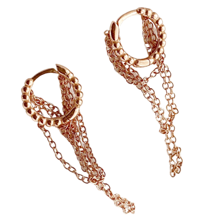 Harper Chain Huggie Earrings - Rose Gold - Blush & Co.