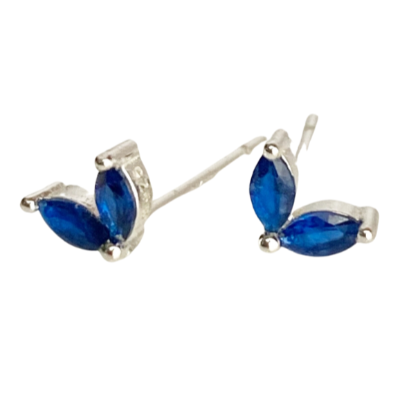 Aker Sapphire Silver Stud Earrings - Blush & Co.