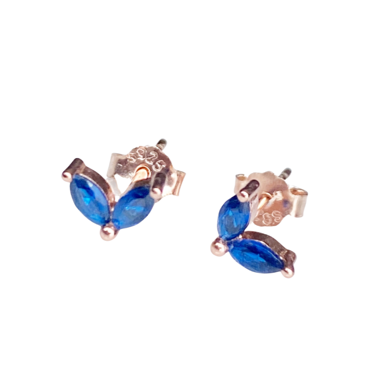 Aker Sapphire Rose Gold Stud Earrings - Blush & Co.