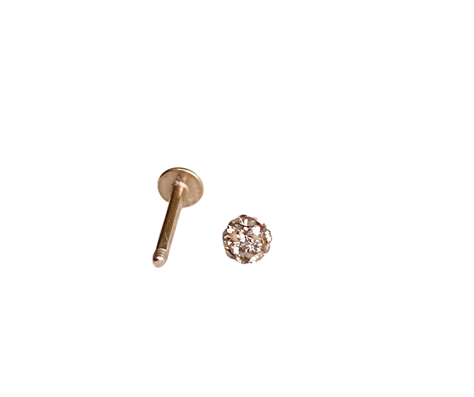 Tiny Crystal Ball Flat Back Earring - Rose Gold - Blush & Co.