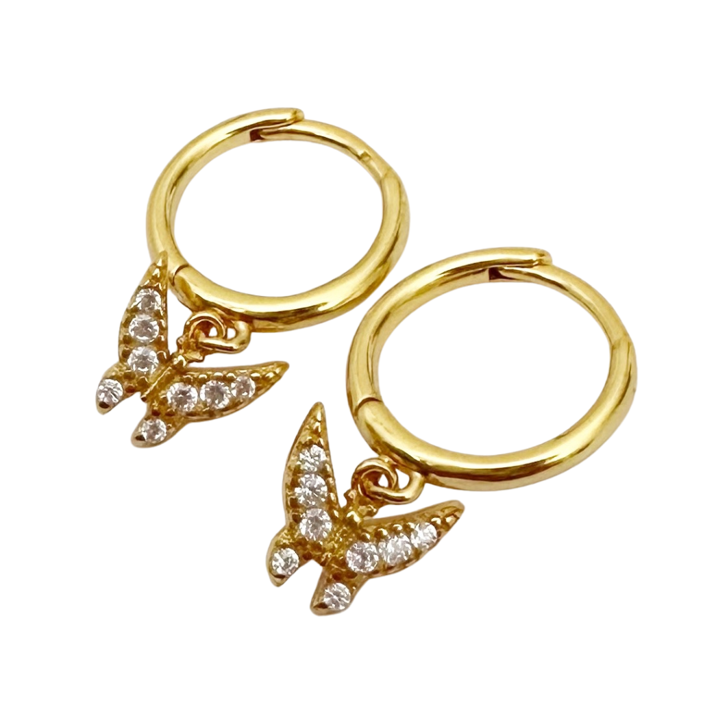 The Orange Butterfly Huggie Earrings - Blush & Co.