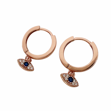 Crystal Evil Eye Rose Gold Huggie Earrings - Blush & Co.