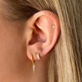 Tiny Daisy Crystal Barbell Earring - Gold - Blush & Co.