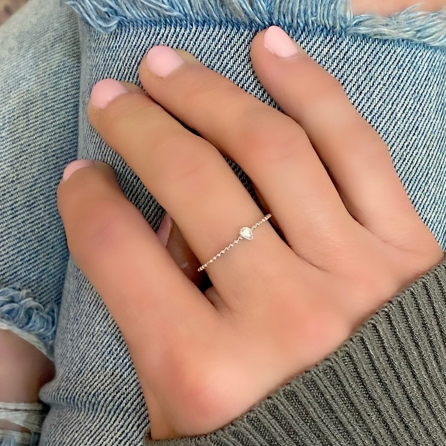 Zirconia Teardrop Ring - Silver - Blush & Co.