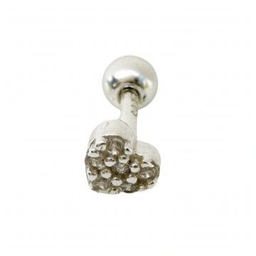Zirconia Heart Barbell Stud Earring - Silver - Blush & Co.