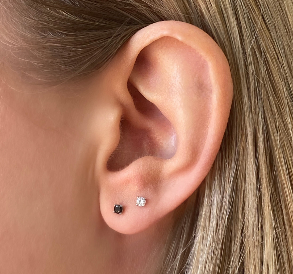 Mia Black Zirconia Stud Earrings - Rose Gold - Blush & Co.