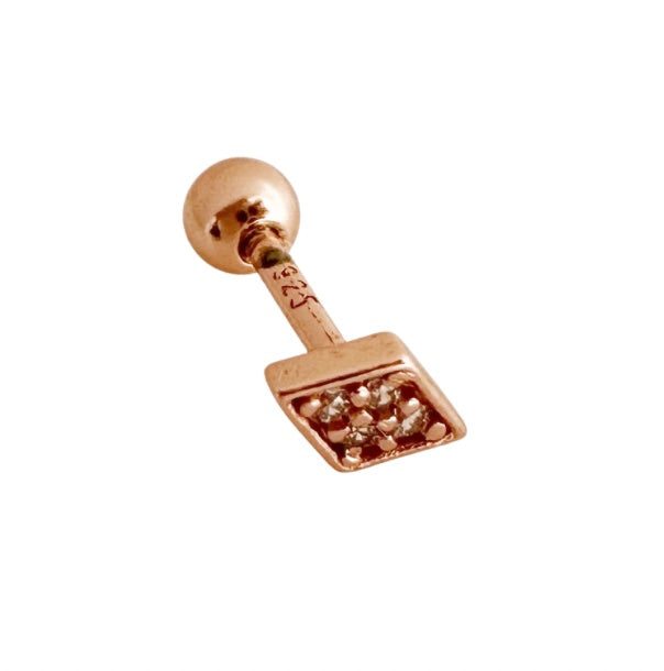 Zirconia Diamond Barbell Stud Earring - Rose Gold - Blush & Co.