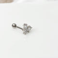 Tiny Crystal Heart Barbell - Silver - Blush & Co.