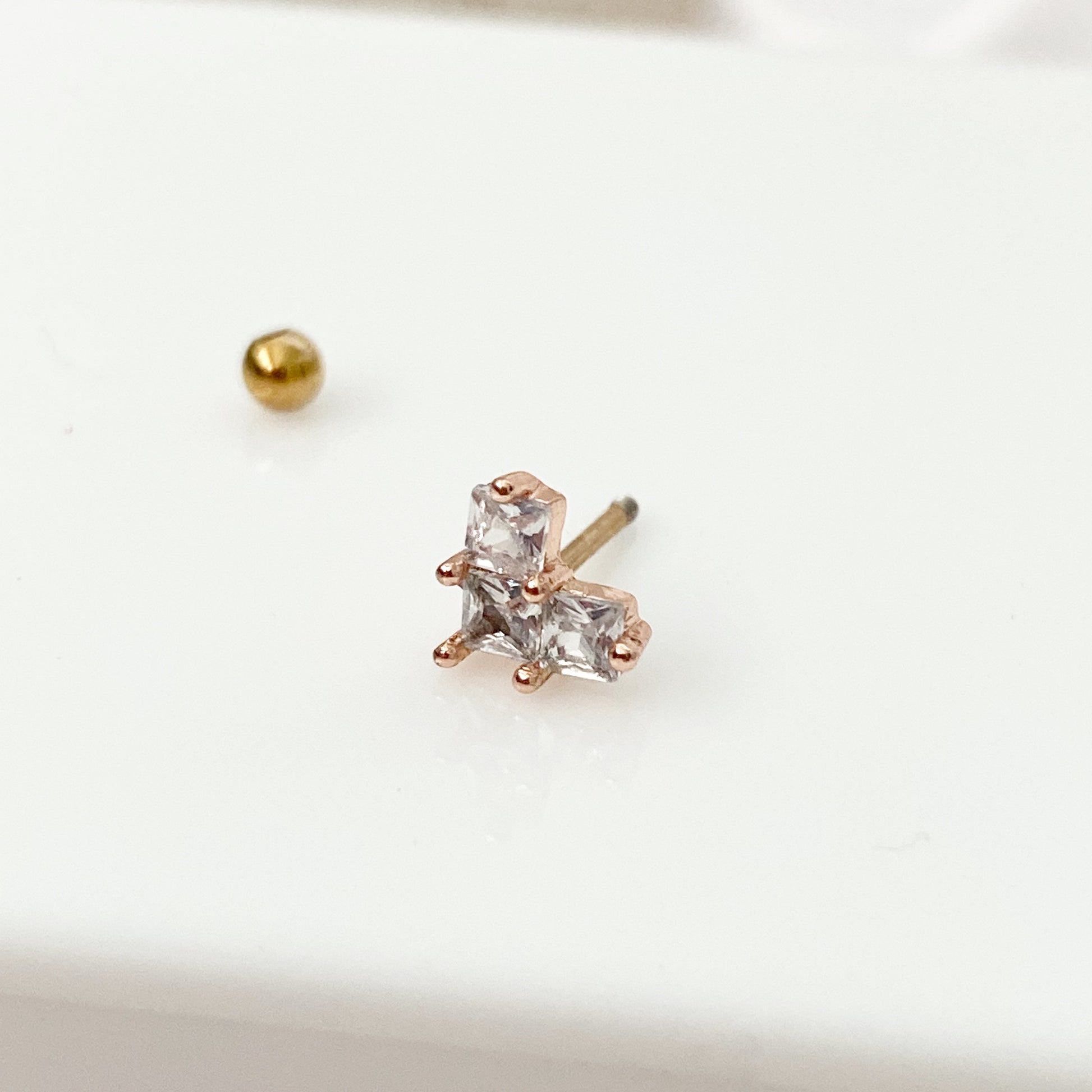 Tiny Crystal Heart Barbell - Rose Gold - Blush & Co.