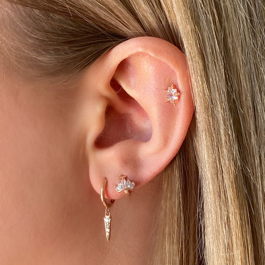 Tiny Zirconia Crown Huggie Earring - Blush & Co.
