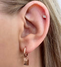 Zirconia Diamond Barbell Stud Earring - Silver - Blush & Co.