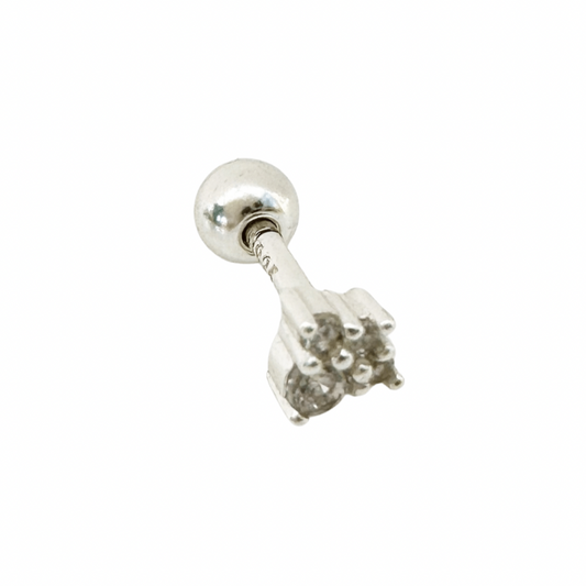 Zirconia Trinity Barbell Stud Earring - Silver - Blush & Co.