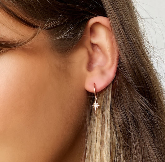 Cleo Crystal Rose Gold Huggie Earrings - Blush & Co. Rose Gold Jewellery Australia