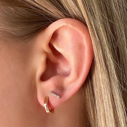 Geometric  Rose Gold Huggie Earrings - Blush & Co.