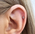 Zirconia Rhombus Barbell Stud Earring - Silver - Blush & Co.
