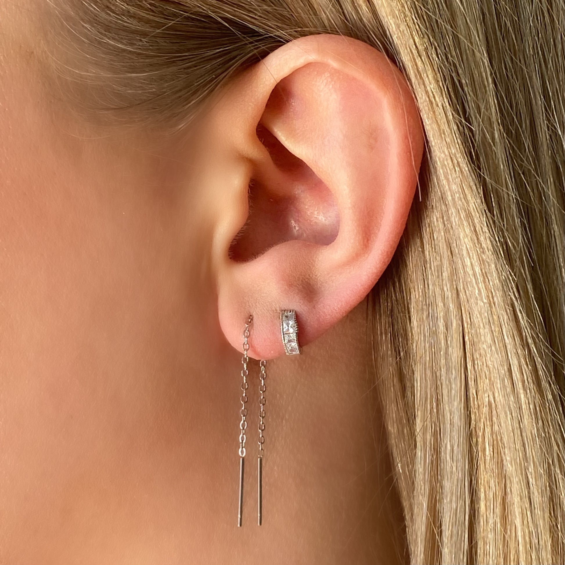 Tiny Zirconia Huggie Earring - Silver - Blush & Co.
