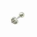 Zirconia Heart Barbell Stud Earring - Silver - Blush & Co.