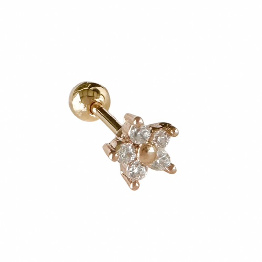 Tiny Daisy Crystal Barbell Earring - Rose Gold - Blush & Co.