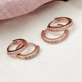 Cubic Zirconia Rose Gold Huggie Hoops - Blush & Co. Rose Gold Jewellery Australia