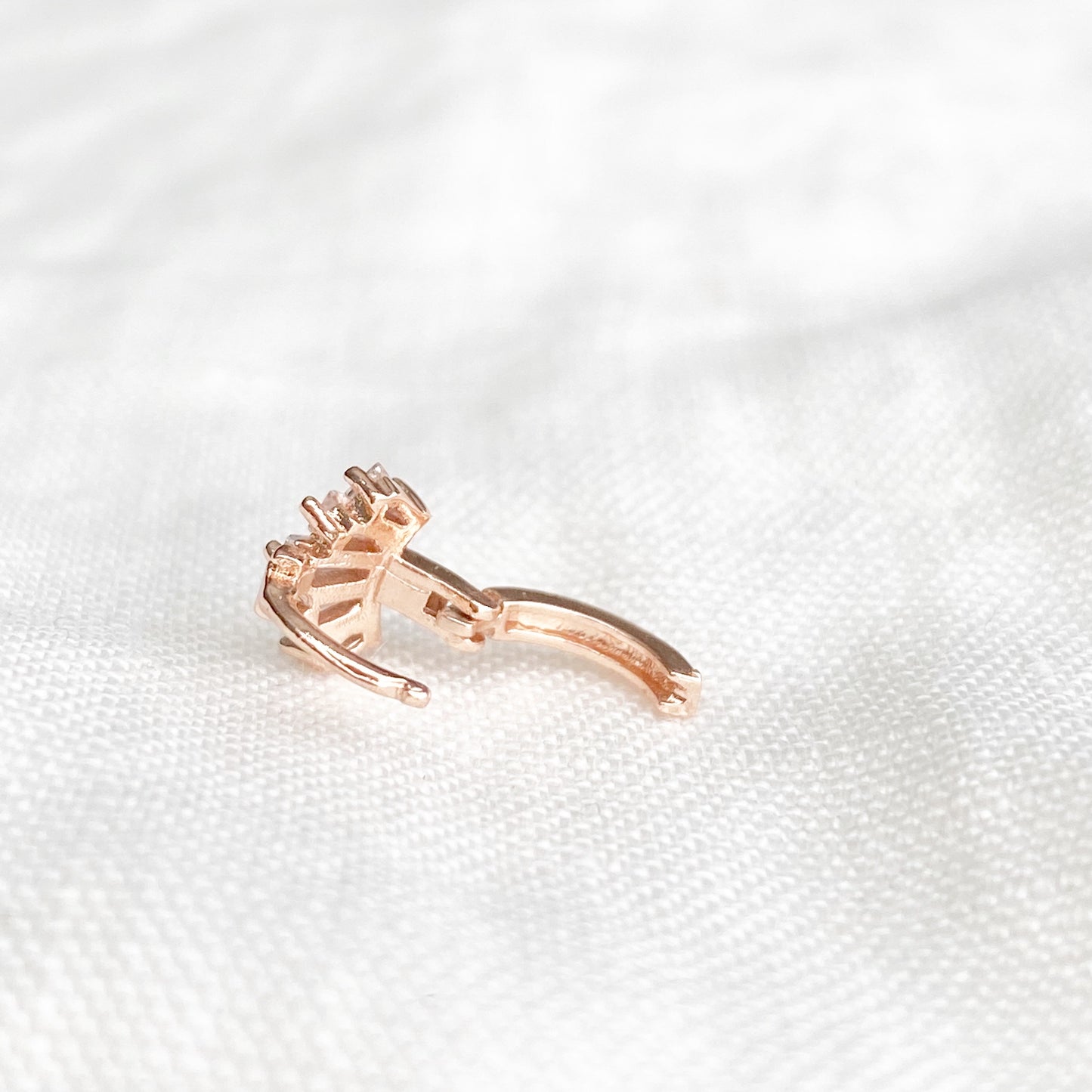 Tiny Zirconia Crown Huggie Earring - Blush & Co.