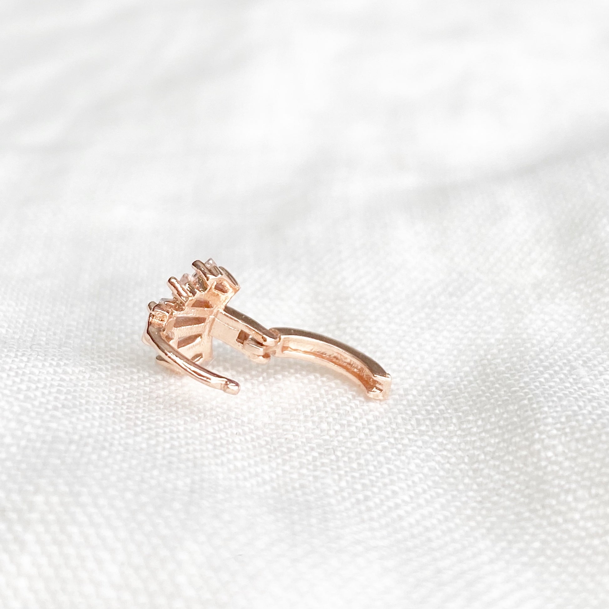 Tiny Zirconia Crown Huggie Earring - Blush & Co.