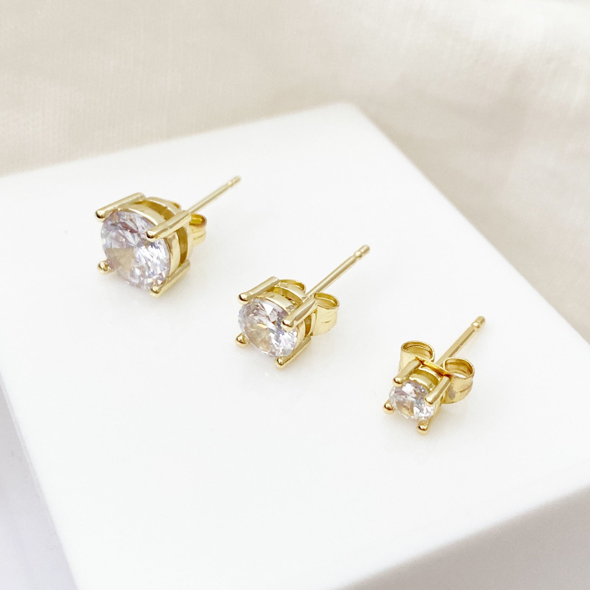 Cubic Zirconia Stud Earrings - Gold - Blush & Co.