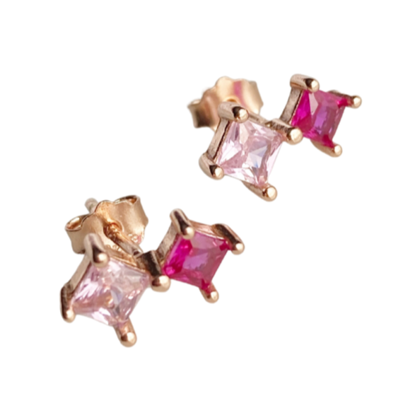 Pink stone stud earrings discount