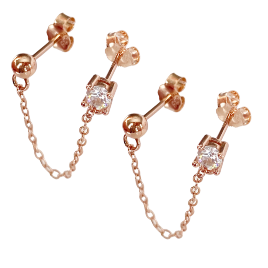 Piper Chain Rose Gold Earrings - Blush & Co.